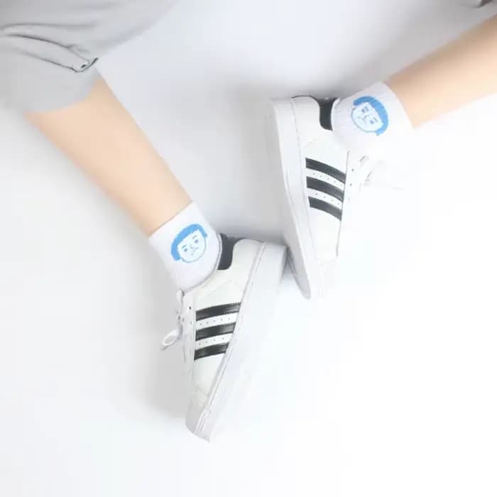 Harajuku – chaussettes courtes à motifs pour femmes, avec lettres de dessin animé, en coton, Cool, Hipster, Skateboard, cheville, amusantes