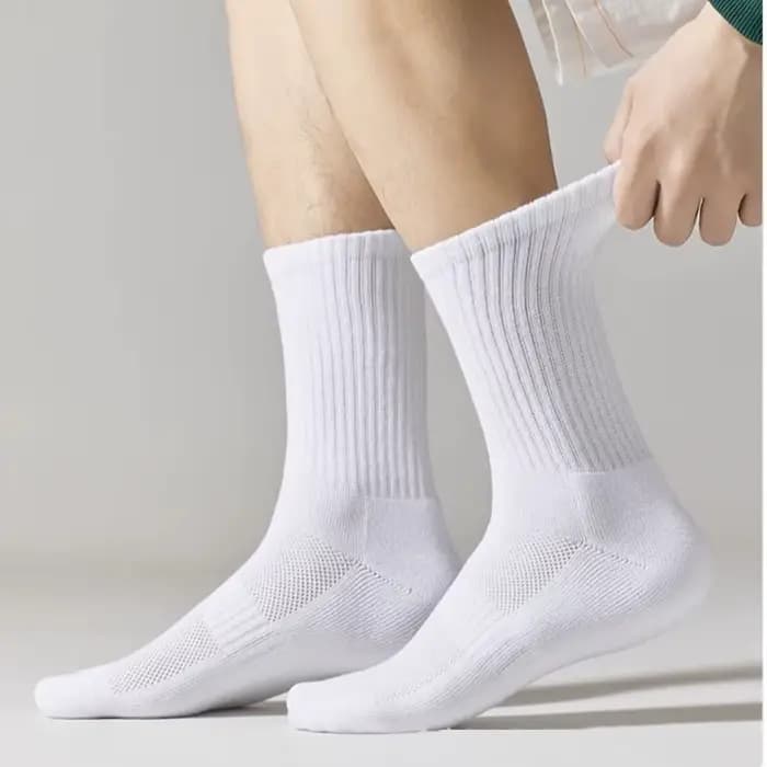 20 paires de chaussettes hautes en pur coton pour hommes, classiques noires/blanches, respirantes, absorbant la transpiration, chaudes, élastiques, chaussettes de sport