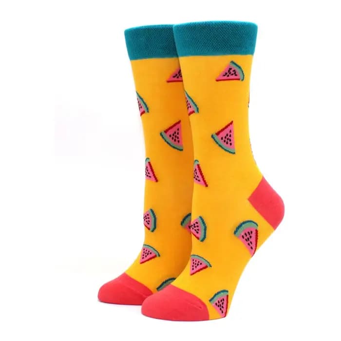Femmes heureux chaussettes drôles avec impression fruits nourriture Art mignon hiver