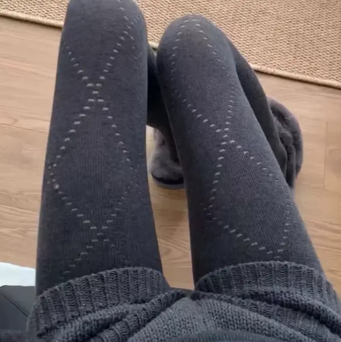 Collants gris diamant découpé pour femmes