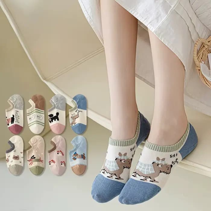 Pantoufles chaussettes mignonnes imprimées de dessin animé pour femmes