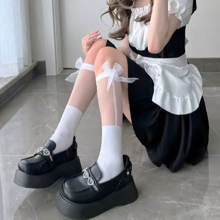 Chaussettes mi-mollet épissées transparentes pour filles