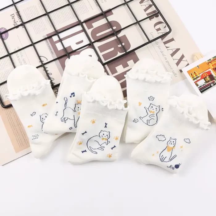Chaussettes mi-tube Kawai Lazy Cat pour femmes