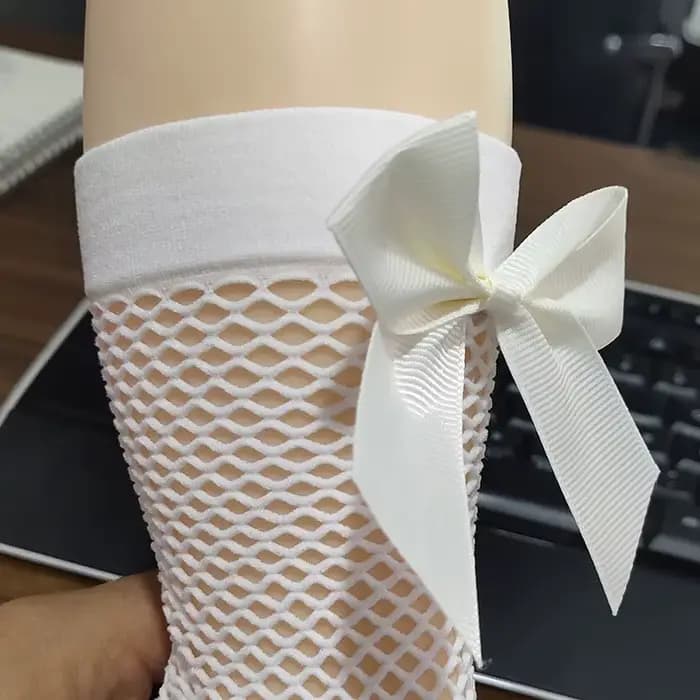 Chaussettes en résille pour enfants, Tube en coton, avec nœud papillon, pour filles