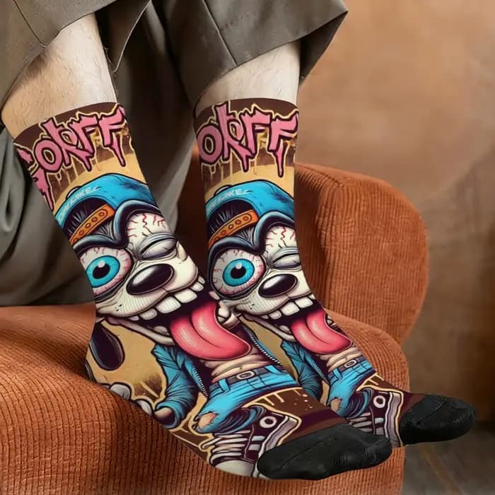 Chaussettes mi-mollet à imprimé chien de dessin animé amusant