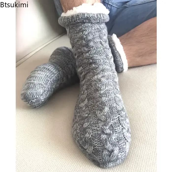 Chaussette thermique homme hiver chaud maison doux coton épaissi Plus velours dormir anti-dérapant aucune poignée