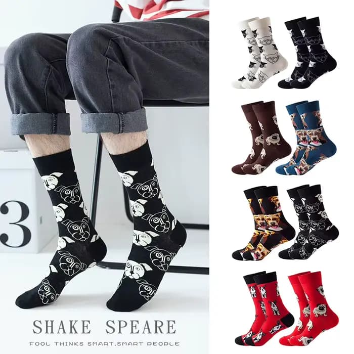5 paires hommes chien chaussettes mi-mollet