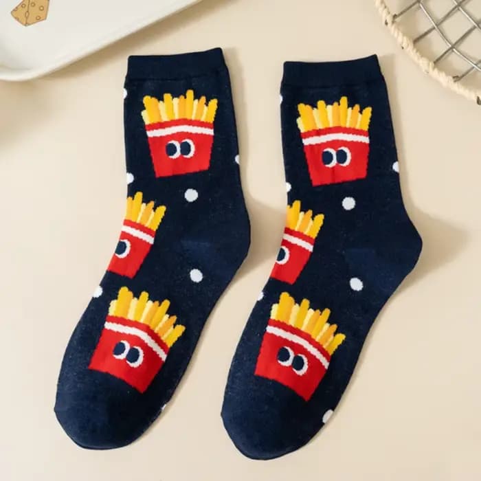 5 paires/pack femmes filles chaussettes mignon dessin animé nourriture coton