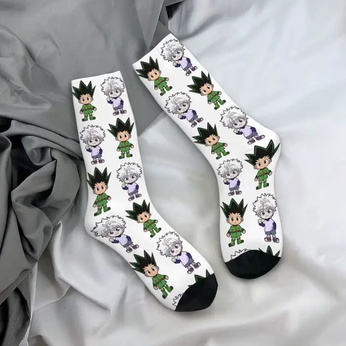 Chaussettes de skateboard respirantes unisexes, chaussettes longues décontractées, polyester Hunter X Hunter, Gon Killua Zoldyck