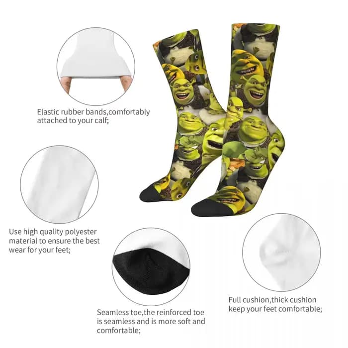 Chaussettes Hip-Hop Shreks Memes pour femmes et hommes