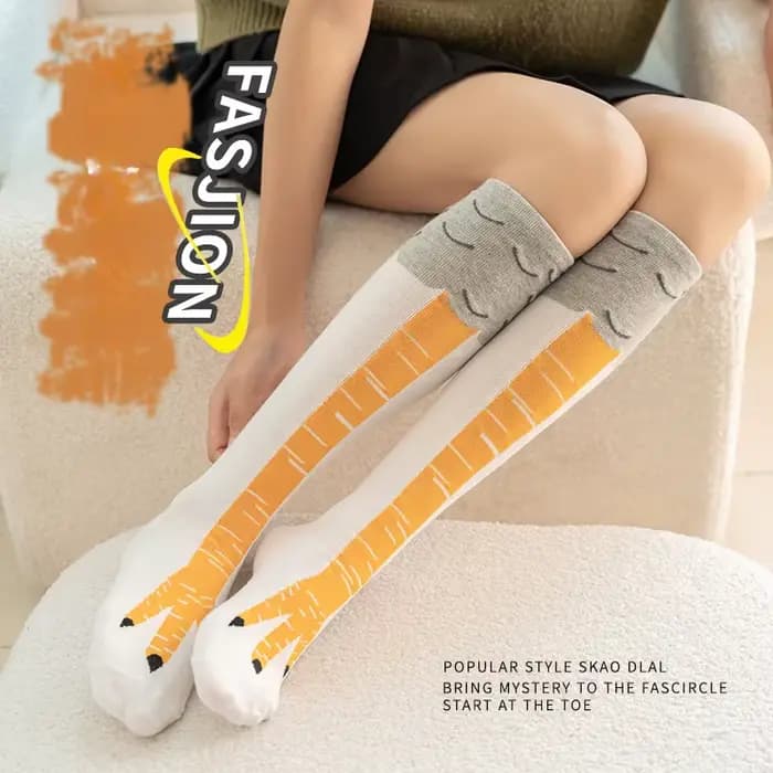 Hommes femmes drôle 3D poulet chaussettes imprimer dessin animé Cosplay haute flexibilité cuisse