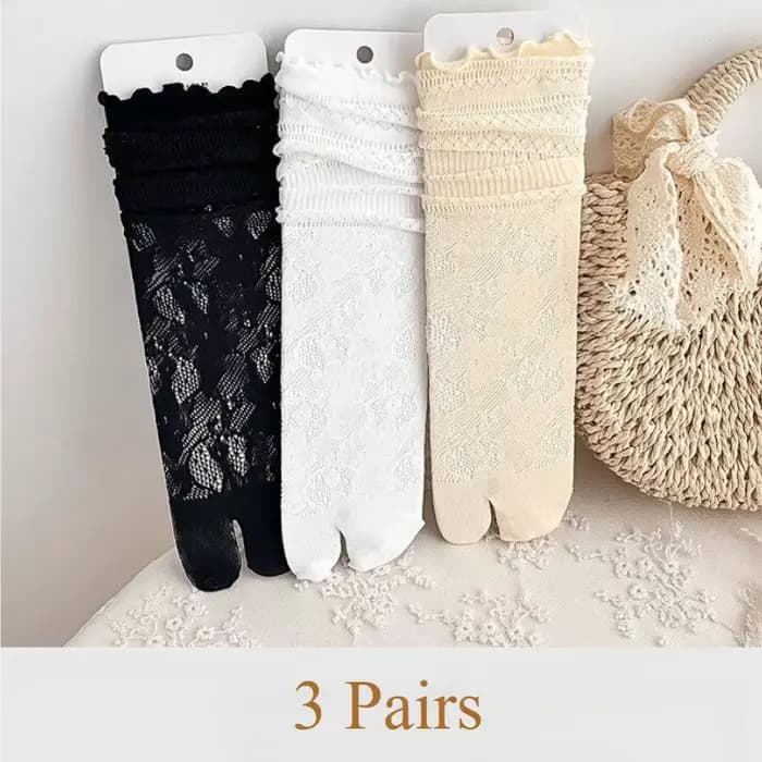 1 à 3 paires disponibles – Chaussettes Tabi japonaises à deux orteils pour femmes