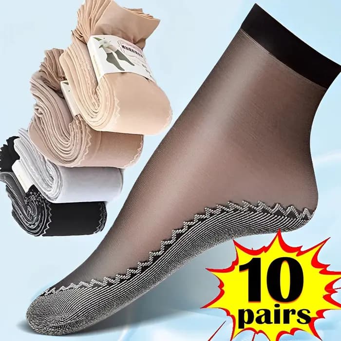 1/10 paires de chaussettes fines en coton antidérapantes pour femmes