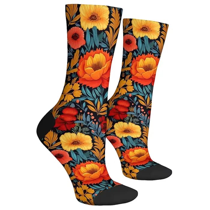 Chaussettes amusantes pour hommes, confortables et respirantes, art rétro, fleurs, sports de plein air décontractés, cadeaux tendance, nouveauté