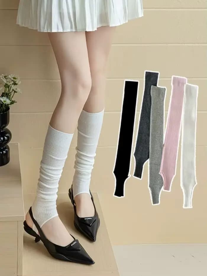 Jk coton blanc plissé empilé chaussettes Style coréen mode genou haute mollet