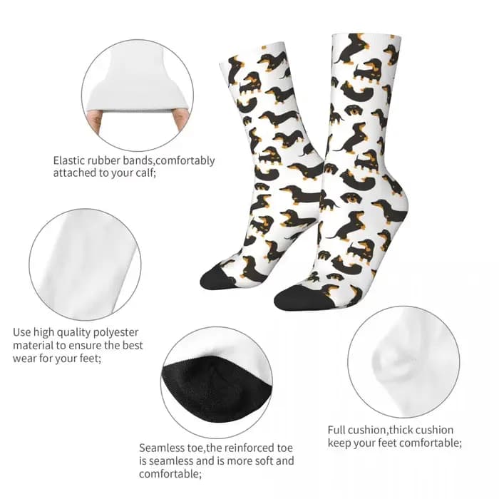 Heureux drôle hommes chaussettes décontracté teckel chaussette cadeau pour Animal chien amoureux Sport femmes bas printemps été automne hiver