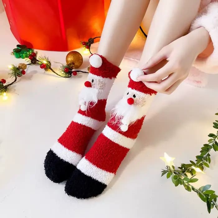 Chaussettes créatives en velours de corail du père noël