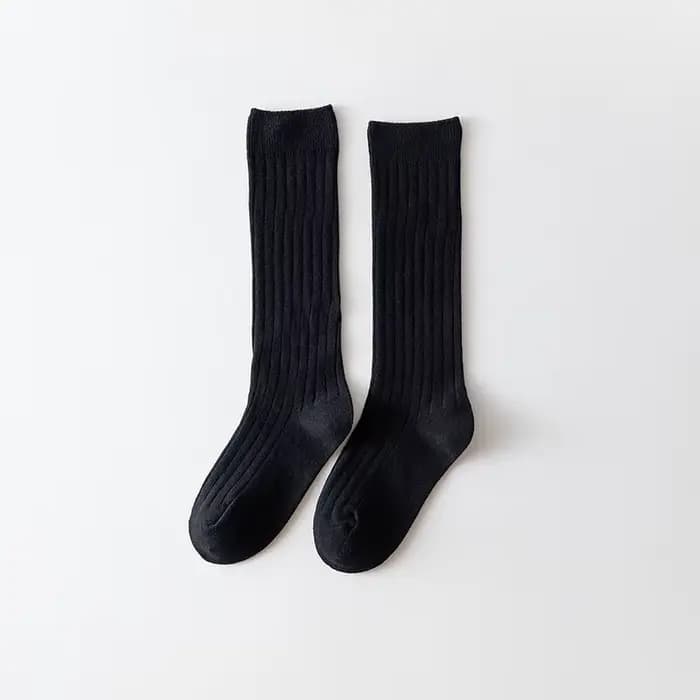 Chaussettes hautes en coton uni à rayures pour bébé fille et garçon de 0 à 3 ans