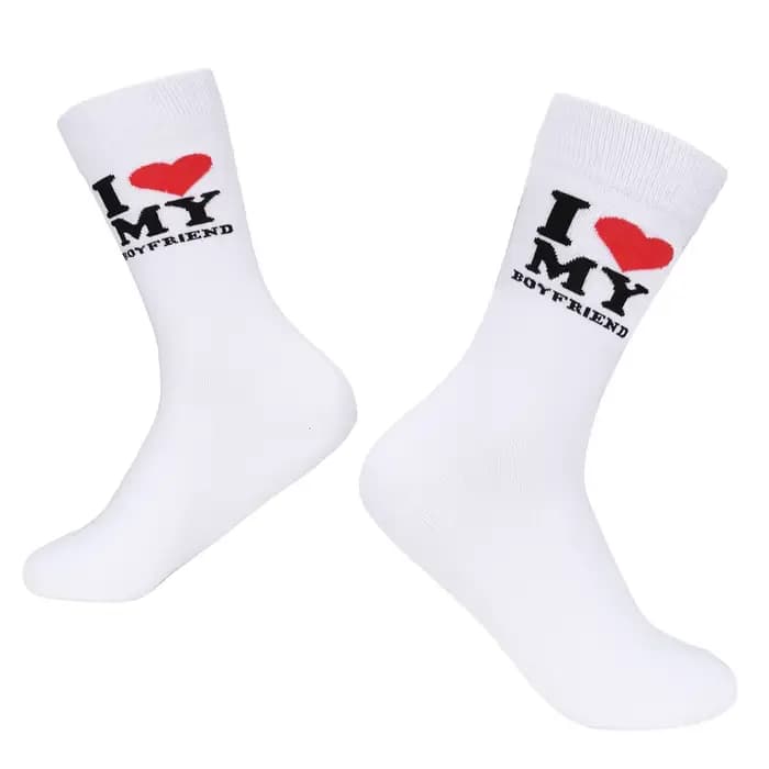 J'aime ma petite amie petit ami hommes femmes chaussettes de mode bas drôles saint valentin