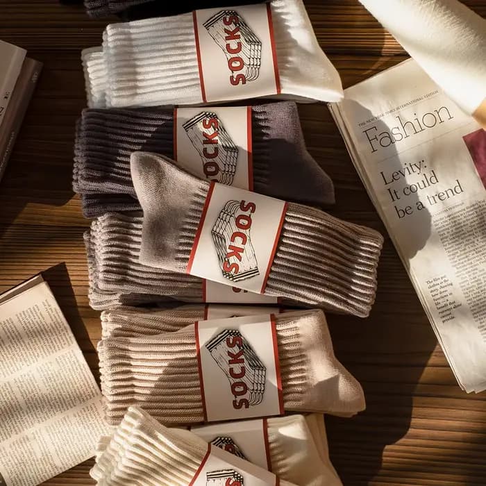 Chaussettes longues américaines fil épais tricot hommes cyclisme nouveau automne et hiver court rétro mâle chaussette coton cadeau sport homme blanc