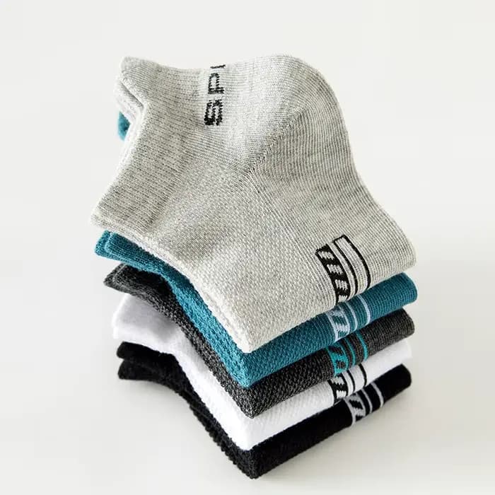 HSS 5 paires coton biologique hommes chaussettes cheville respirant maille sport chaussette décontracté athlétique été mince court Sokken grande taille EU40-46