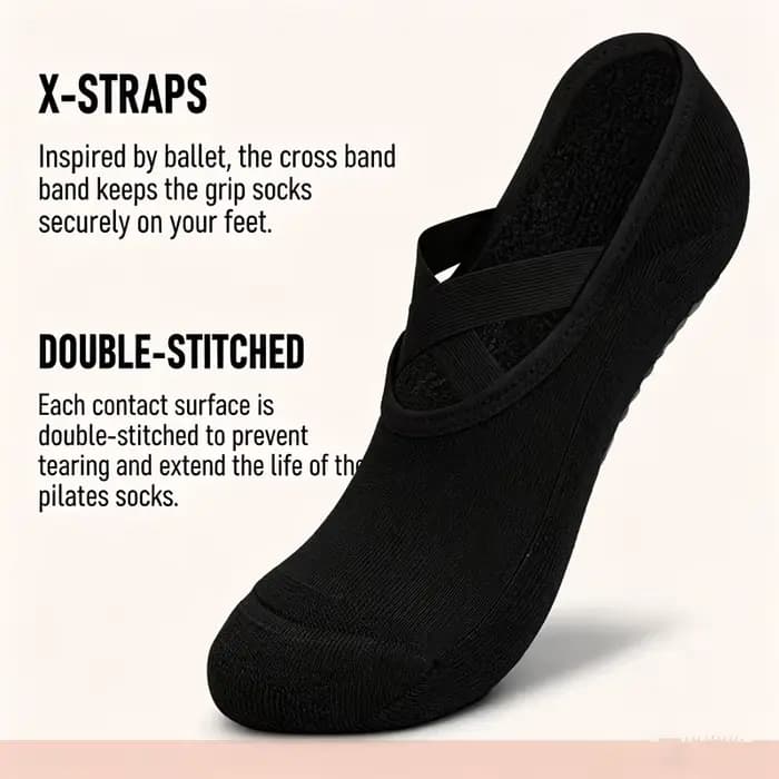 1 paire de chaussettes de Pilates et de yoga antidérapantes pour femmes