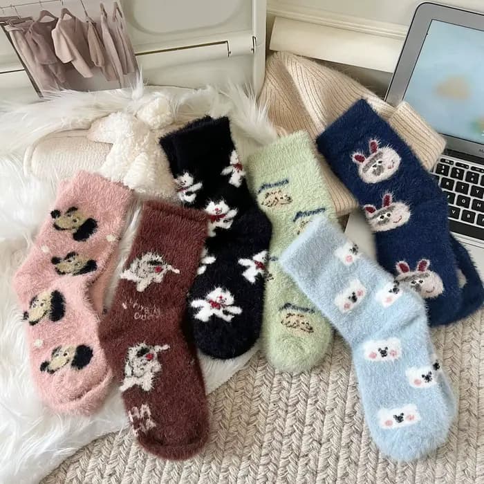 Kawai-Chaussettes épaisses en velours de vison pour femmes
