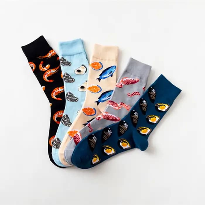 Nouveautés femmes chaussettes unisexe printemps automne dessin animé avocat Burger Sushi fruits de mer chaussette