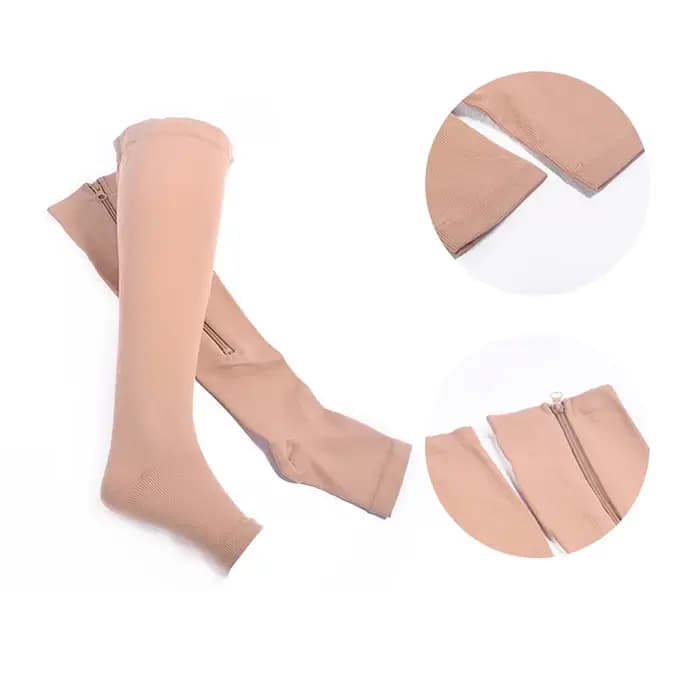 Bas de Compression sport pression longues chaussettes de cyclisme fermeture éclair professionnel jambe soutien épais femmes varices chaussettes