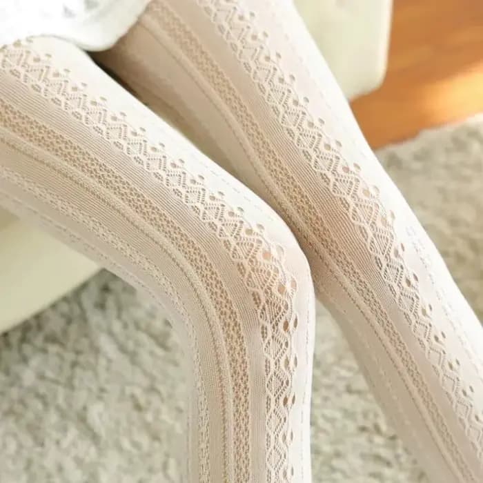 Collants en coton tricoté en dentelle pour femmes et filles
