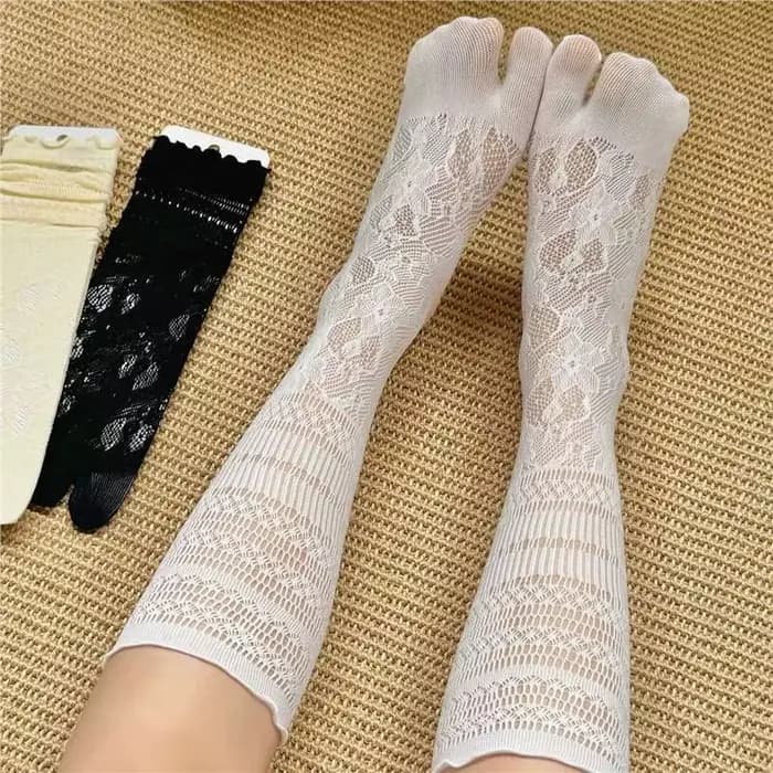 Nouvelles chaussettes Tabi noires en jacquard pour femmes