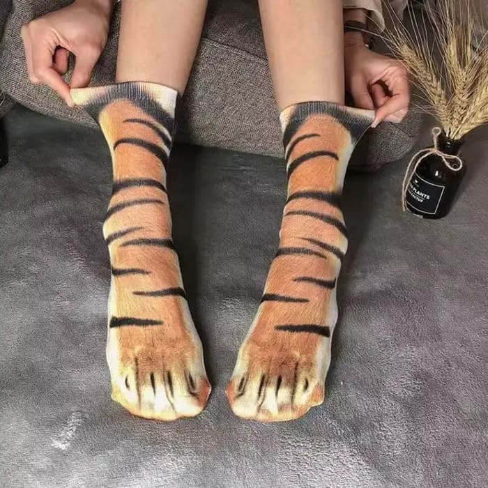 Chaussettes animaux drôles imprimées en 3D patte chat chien Design nouveauté