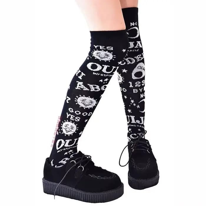 Chaussettes japonaises douces pour femmes et filles, Harajuku Goth Sweet Lolita Jk Punk Rocker Style, chaussettes respirantes, bas hauts aux genoux