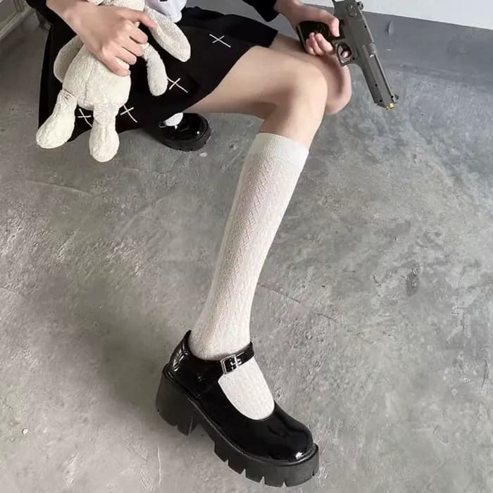 Chaussettes longues respirantes élastiques ajourées pour femmes