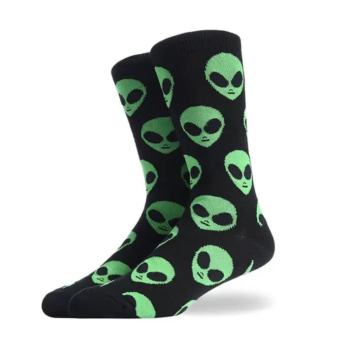 Chaussettes pour hommes drôle grande taille Alien délicieux nourriture impression collations colorées Burger Pizza heureux Harajuku Skate coton Sokken