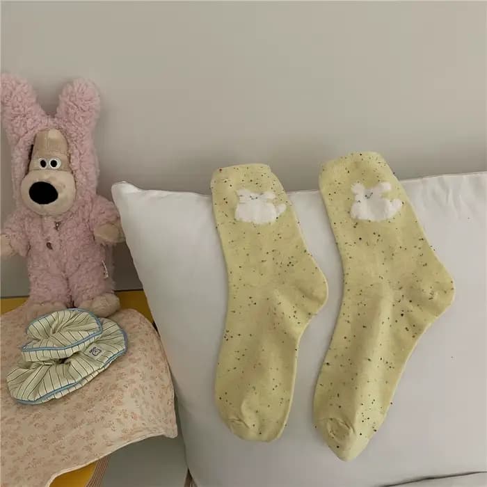 Women's Socks Spring Summer Cloud Dog Cute Middle Tube Socks Versatile Trendy Socks Comfortable Soft Sweat Absorbing Dopamine