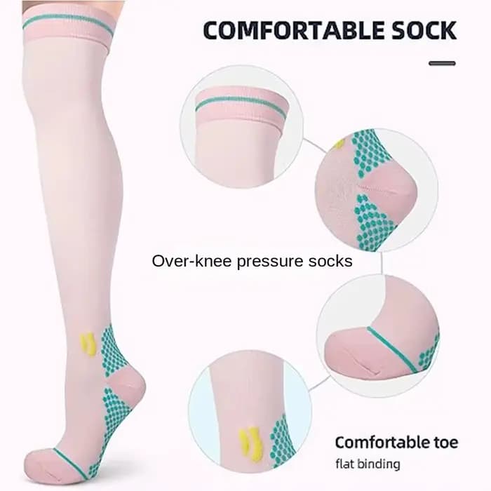 Chaussettes de sport de compression allongées pour hommes et femmes, pour course à pied, fitness, randonnée, cyclisme, varices