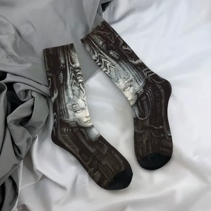 Hr Giger-articulation Painting Chaussettes Harajuku