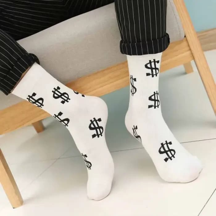 Chaussettes thermiques pour hommes, chaudes pour l'hiver, avec imprimé dollar amusant, chaussettes décontractées épaisses pour hommes, chaussettes de sport en coton noir et blanc, chaussettes pour hom