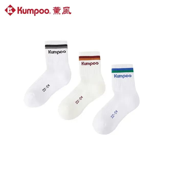 3 paires kumpoo Chaussettes de sport mi-mollet pour tennis et badminton