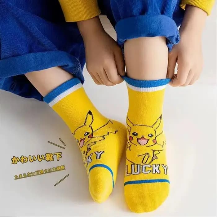 5 paires de nouvelles chaussettes japonaises à motif Pikachu, légères et respirantes, pour l'été, chaussettes basses pour étudiants, chaussettes décontractées