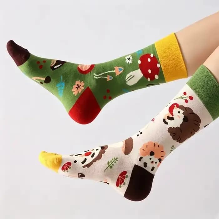 Chaussettes mi-mollet unisexes en coton pour couple