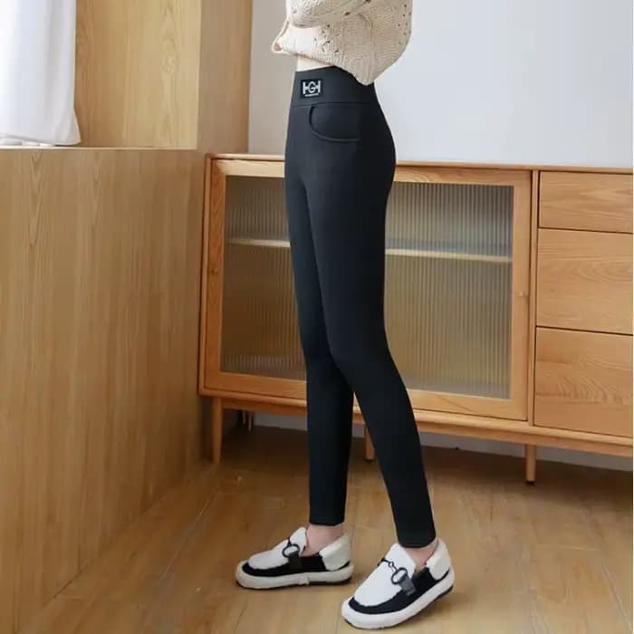  Leggings thermiques doublés en polaire pour femmes, collants chauds d'hiver, ceinture antidérapante, Streetwear d'extérieur, pantalons de Yoga, peluche haute densité 
