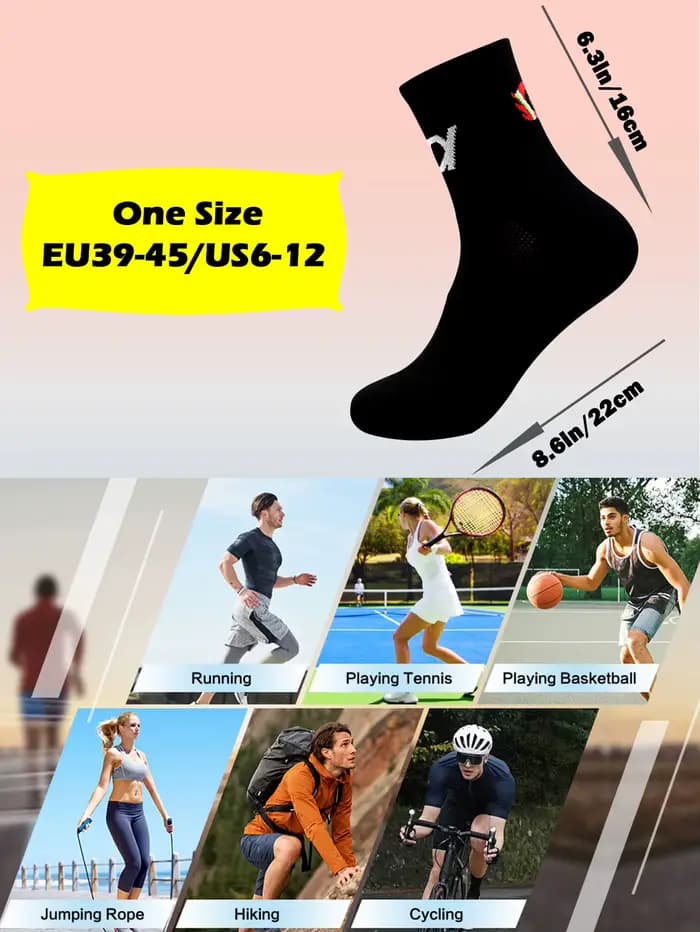 1 paire de chaussettes de cyclisme pour performance athlétique pour hommes et femmes