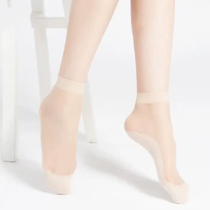 5 paires/lot femmes printemps été chaussettes souples chaussettes en soie fine antidérapant bas épissure mode Transparent dames respirant chaussette