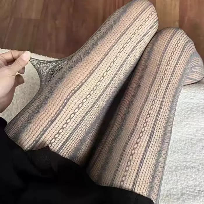 Bas résille Sexy à rayures et dentelle pour femme