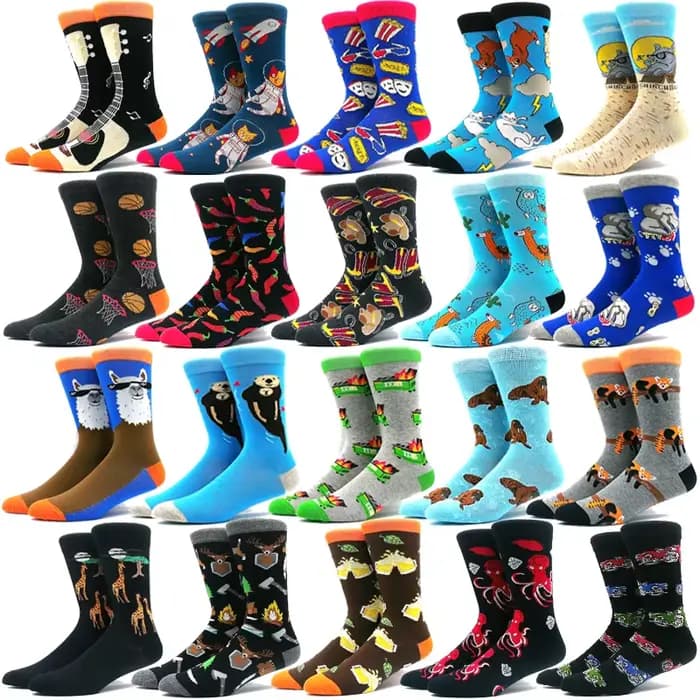 Chaussettes amusantes avec motifs de nourriture animale pour hommes et femmes Sokken Diversidos Jacquard Calcetines