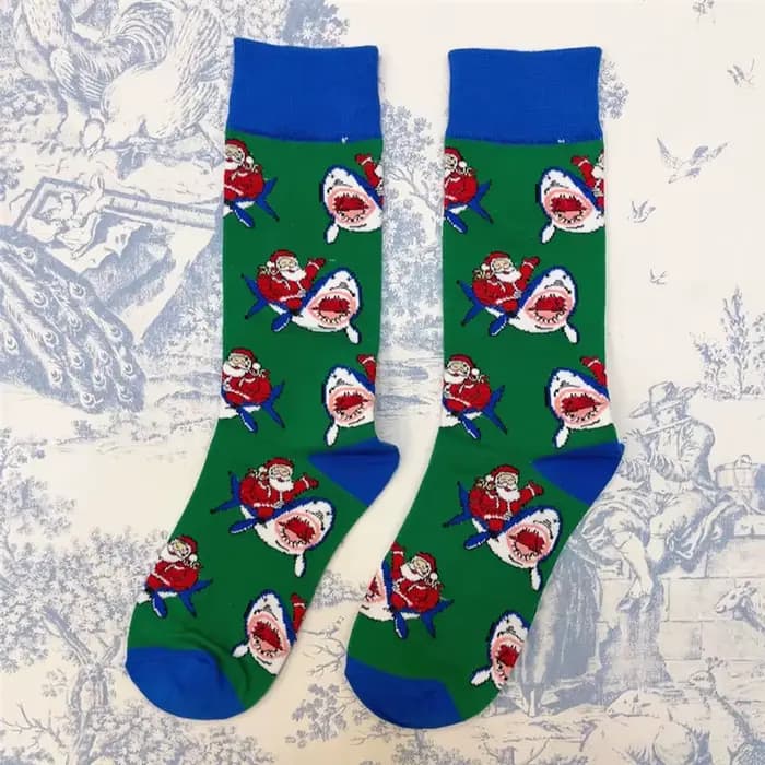 1 paire de chaussettes unisexes grand requin blanc