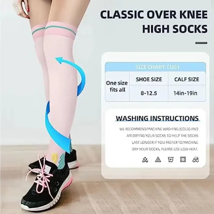 Chaussettes de sport de compression allongées pour hommes et femmes, pour course à pied, fitness, randonnée, cyclisme, varices