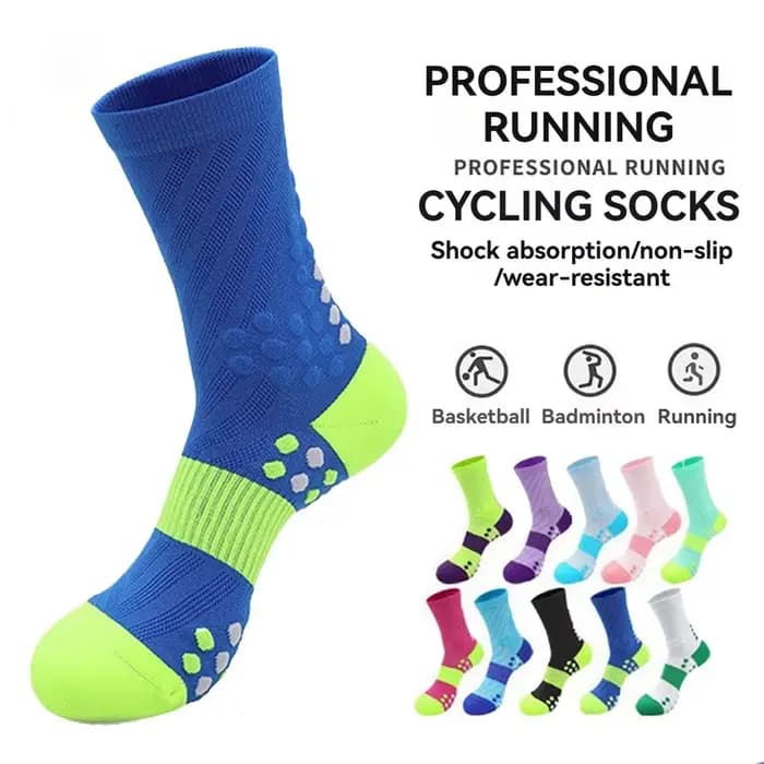 Chaussettes de compression pour la course à pied, chaussettes de sport colorées pour marathon, pour homme, femme, adulte, adolescent, cyclisme